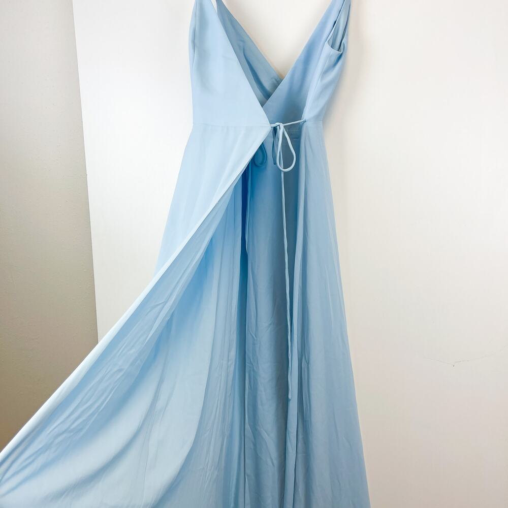 Fame and Partners Maxi Long Wrap Dress Slit Baby Blue Bridesmaid - 0 - Picture 4 of 10
